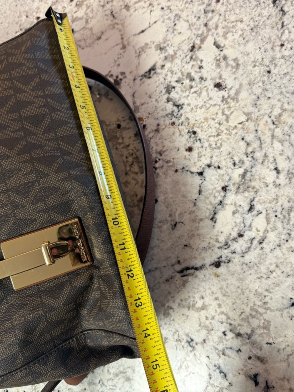 Michael Kors Brown and Tan Logo Satchel with Gold Hardware - Picture 7 of 9